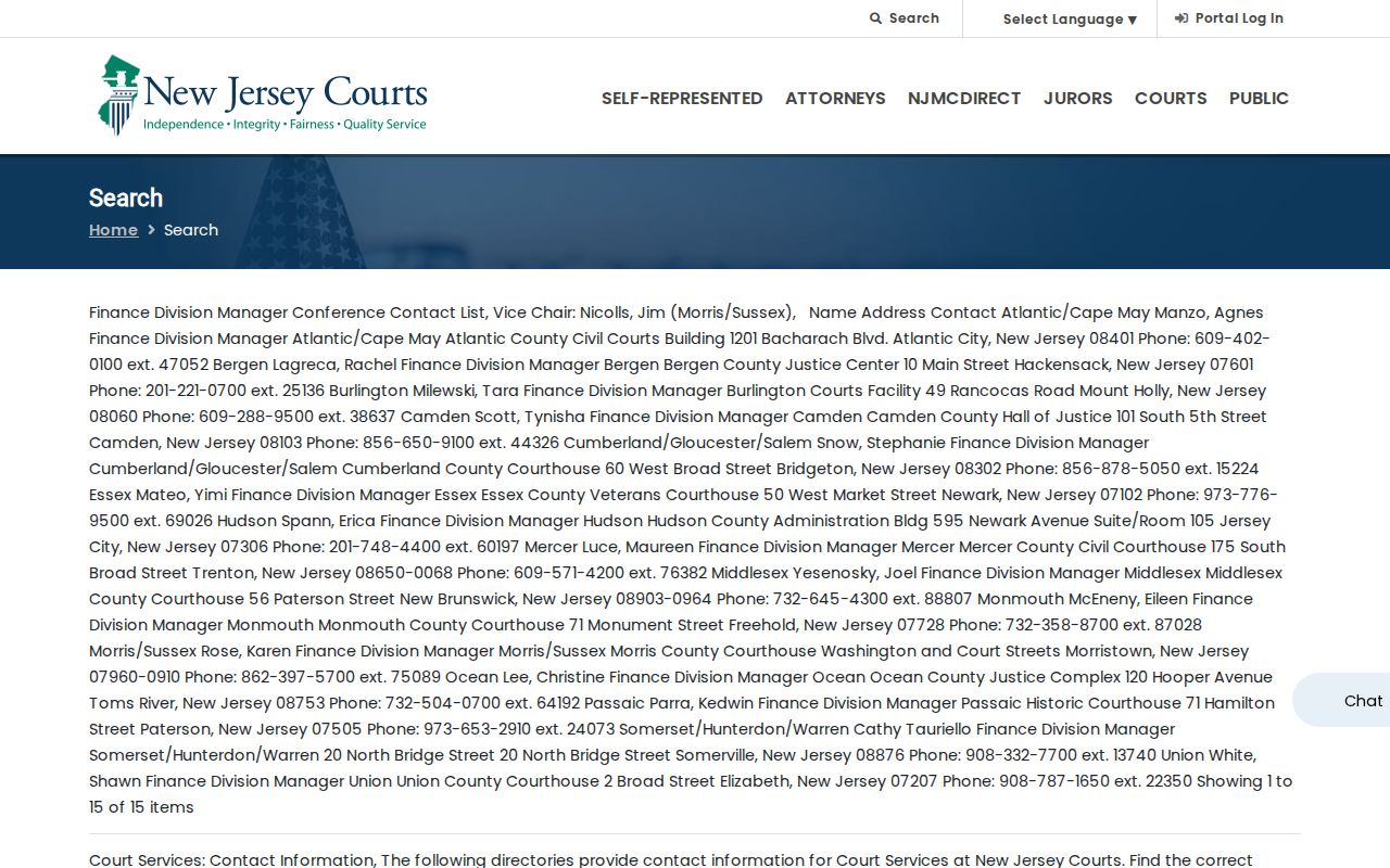 Evesham resident lookup using the New Jersey Courts Find a Case search hub